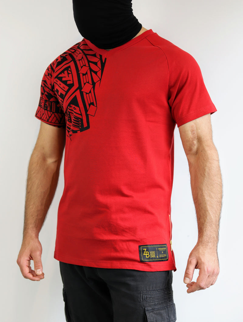 Premium Heavyweight RED/BLACK T-Shirt
